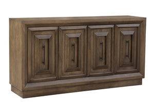 HomeRoots 78" Brown Solid Wood Carved Geometric Sideboard - Elegant Storage Solution for Any Room Design 661254