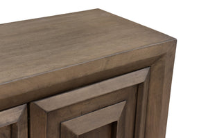 HomeRoots 78" Brown Solid Wood Carved Geometric Sideboard - Elegant Storage Solution for Any Room Design 661254