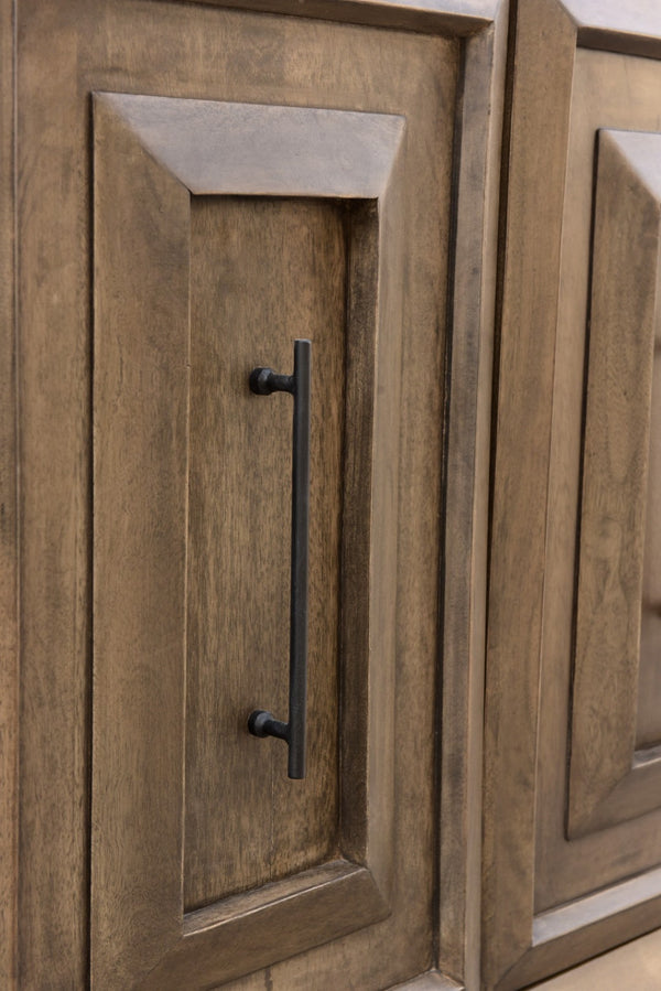 HomeRoots 78" Brown Solid Wood Carved Geometric Sideboard - Elegant Storage Solution for Any Room Design 661254