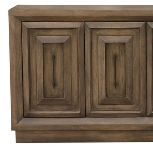 HomeRoots 78" Brown Solid Wood Carved Geometric Sideboard - Elegant Storage Solution for Any Room Design 661254