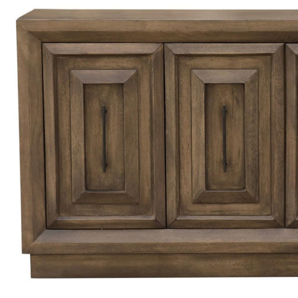 HomeRoots 78" Brown Solid Wood Carved Geometric Sideboard - Elegant Storage Solution for Any Room Design 661254