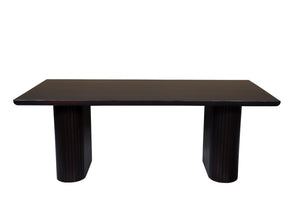 HomeRoots 82" Dark Brown Mango Wood Dining Table with Double Pedestal Base - Elegant & Durable for 8 Seats 661255