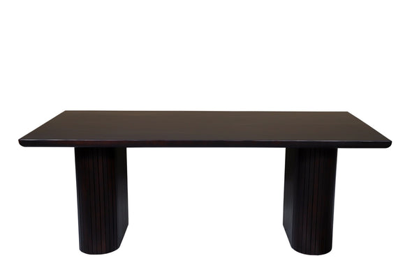 HomeRoots 82" Dark Brown Mango Wood Dining Table with Double Pedestal Base - Elegant & Durable for 8 Seats 661255