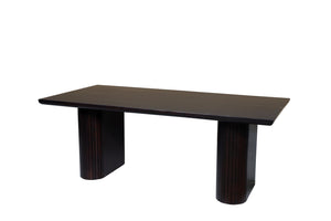 HomeRoots 82" Dark Brown Mango Wood Dining Table with Double Pedestal Base - Elegant & Durable for 8 Seats 661255