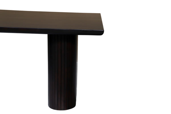 HomeRoots 82" Dark Brown Mango Wood Dining Table with Double Pedestal Base - Elegant & Durable for 8 Seats 661255