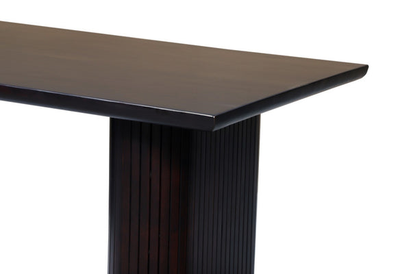 HomeRoots 82" Dark Brown Mango Wood Dining Table with Double Pedestal Base - Elegant & Durable for 8 Seats 661255