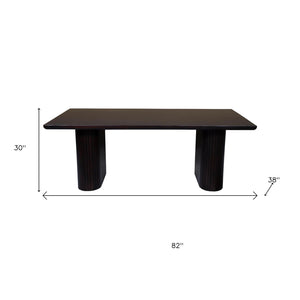 HomeRoots 82" Dark Brown Mango Wood Dining Table with Double Pedestal Base - Elegant & Durable for 8 Seats 661255