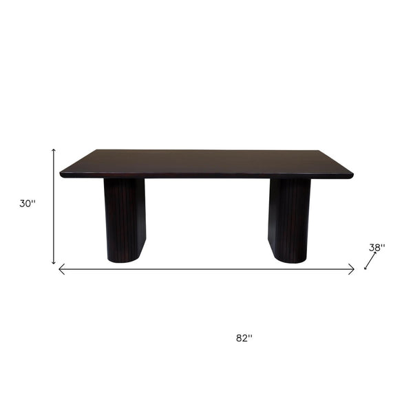 HomeRoots 82" Dark Brown Mango Wood Dining Table with Double Pedestal Base - Elegant & Durable for 8 Seats 661255