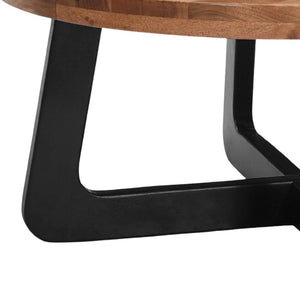 HomeRoots 39" Handcrafted Rustic Round Coffee Table with Solid Wood Top & Sturdy Black Iron Cross Legs 661258