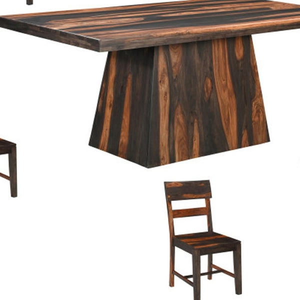 HomeRoots Seven-Piece Solid Wood Dining Set with Six Ladder-Back Chairs for Timeless Family Gatherings 661261