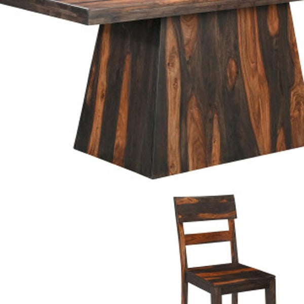 HomeRoots Seven-Piece Solid Wood Dining Set with Six Ladder-Back Chairs for Timeless Family Gatherings 661261