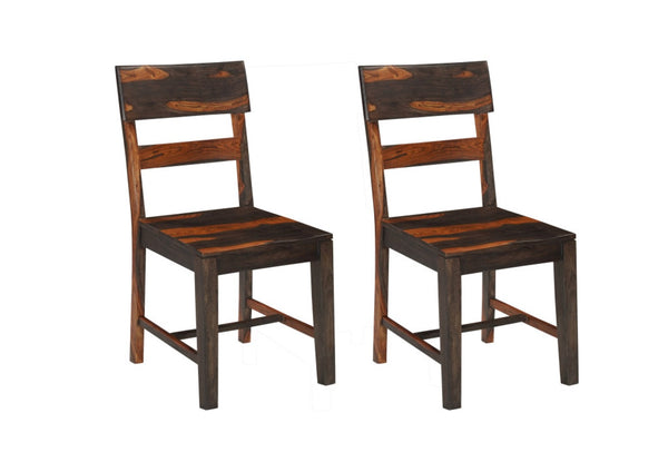 HomeRoots Set of Two Elegant Dark Brown Solid Wood Ladder Back Dining Chairs for Timeless Home Decor 661263