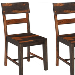 HomeRoots Set of Two Elegant Dark Brown Solid Wood Ladder Back Dining Chairs for Timeless Home Decor 661263