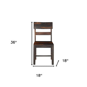 HomeRoots Set of Two Elegant Dark Brown Solid Wood Ladder Back Dining Chairs for Timeless Home Decor 661263