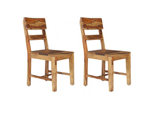 HomeRoots Set of Two Solid Wood Ladder Back Dining Chairs - Mid-Century Style, Durable, No Assembly Needed! 661264