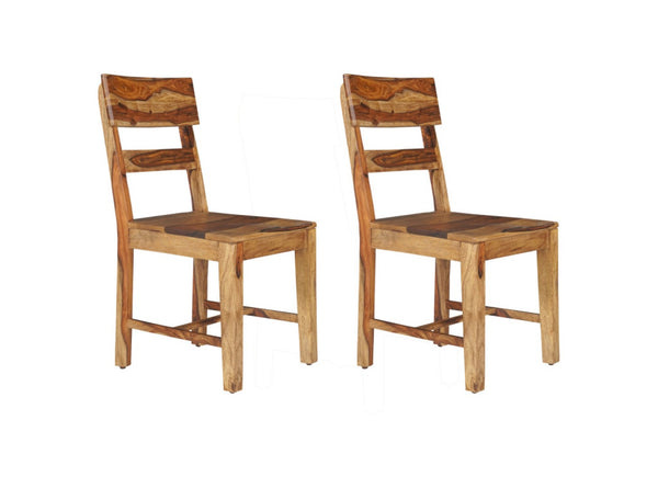 HomeRoots Set of Two Solid Wood Ladder Back Dining Chairs - Mid-Century Style, Durable, No Assembly Needed! 661264