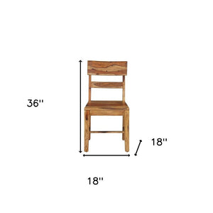 HomeRoots Set of Two Solid Wood Ladder Back Dining Chairs - Mid-Century Style, Durable, No Assembly Needed! 661264