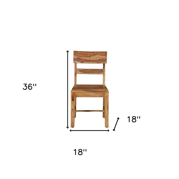 HomeRoots Set of Two Solid Wood Ladder Back Dining Chairs - Mid-Century Style, Durable, No Assembly Needed! 661264