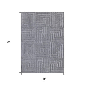 HomeRoots 5' Modern Geometric Area Rug in Gray Tones - Plush, Durable, Stain-Resistant for Everyday Living 5' X 8' 661265