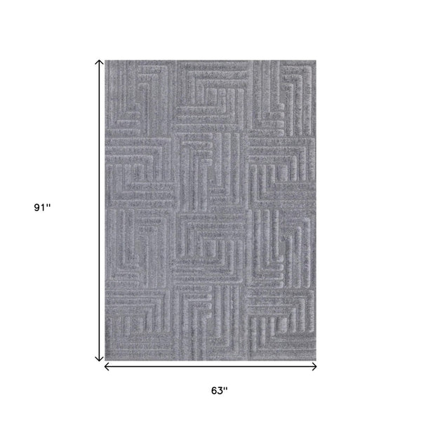 HomeRoots 5' Modern Geometric Area Rug in Gray Tones - Plush, Durable, Stain-Resistant for Everyday Living 5' X 8' 661265
