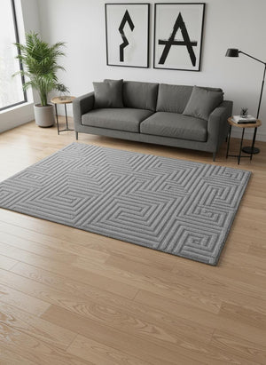 HomeRoots 5' Modern Geometric Area Rug in Gray Tones - Plush, Durable, Stain-Resistant for Everyday Living 5' X 8' 661265