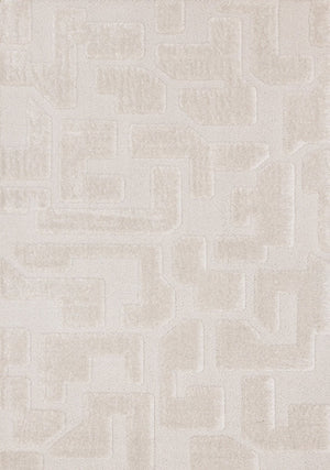 HomeRoots 5' Cream and Ivory Geometric Area Rug - Soft, Stain-Resistant, Modern Style for Cozy Living Spaces 5' X 8' 661267