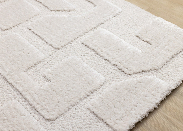 HomeRoots 5' Cream and Ivory Geometric Area Rug - Soft, Stain-Resistant, Modern Style for Cozy Living Spaces 5' X 8' 661267