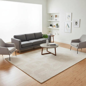 HomeRoots 5' Cream and Ivory Geometric Area Rug - Soft, Stain-Resistant, Modern Style for Cozy Living Spaces 5' X 8' 661267