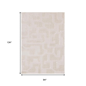 HomeRoots 5' Cream and Ivory Geometric Area Rug - Soft, Stain-Resistant, Modern Style for Cozy Living Spaces 8' X 11' 661268
