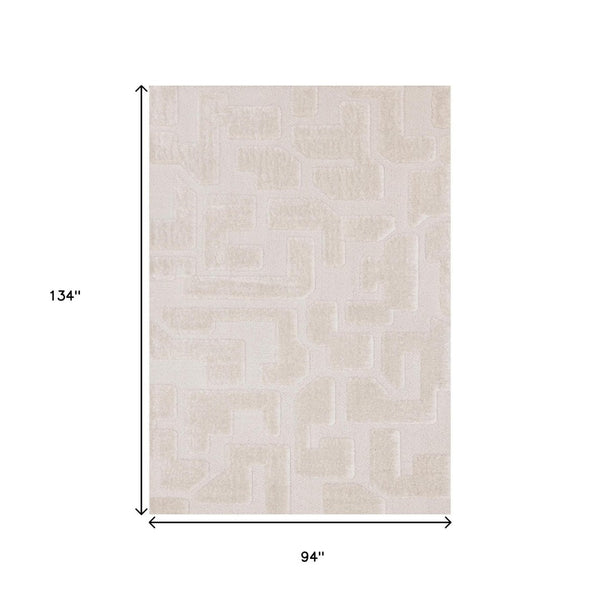 HomeRoots 5' Cream and Ivory Geometric Area Rug - Soft, Stain-Resistant, Modern Style for Cozy Living Spaces 8' X 11' 661268