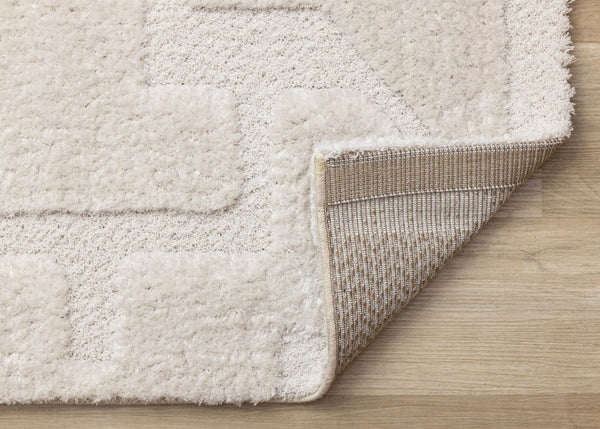 HomeRoots 5' Cream and Ivory Geometric Area Rug - Soft, Stain-Resistant, Modern Style for Cozy Living Spaces 8' X 11' 661268