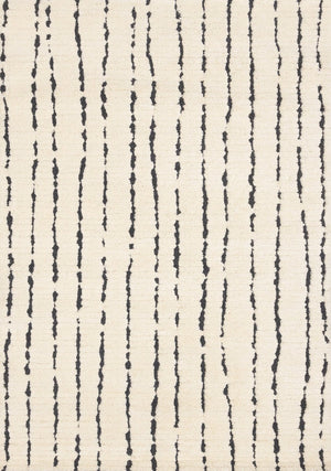 HomeRoots 5' Cream and Black Striped Area Rug - Plush, Durable, Modern Design for Cozy Living Spaces 8' X 11' 661270