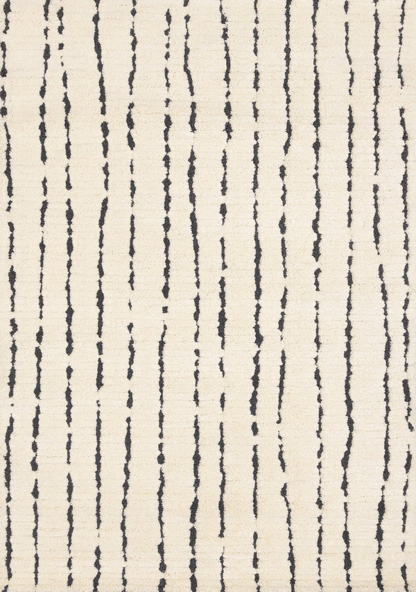 HomeRoots 5' Cream and Black Striped Area Rug - Plush, Durable, Modern Design for Cozy Living Spaces 8' X 11' 661270