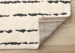HomeRoots 5' Cream and Black Striped Area Rug - Plush, Durable, Modern Design for Cozy Living Spaces 8' X 11' 661270