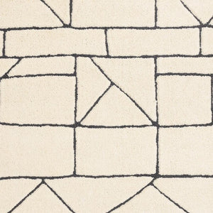 HomeRoots 5' Cream and Black Geometric Area Rug - Soft, Durable, and Stylish Design for Modern Living Spaces 5' X 8' 661271