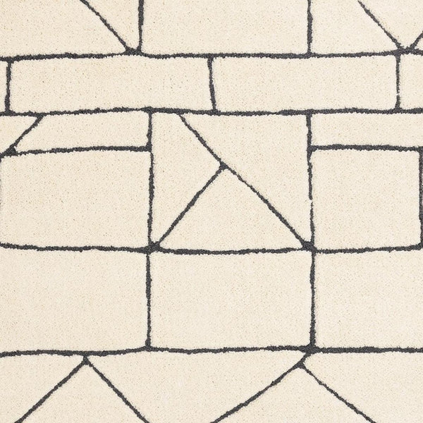 HomeRoots 5' Cream and Black Geometric Area Rug - Soft, Durable, and Stylish Design for Modern Living Spaces 5' X 8' 661271