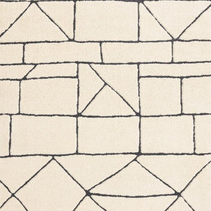 HomeRoots 5' Cream and Black Geometric Area Rug - Soft, Durable, and Stylish Design for Modern Living Spaces 5' X 8' 661271