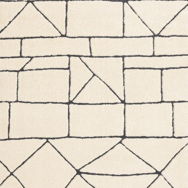 HomeRoots 5' Cream and Black Geometric Area Rug - Soft, Durable, and Stylish Design for Modern Living Spaces 5' X 8' 661271