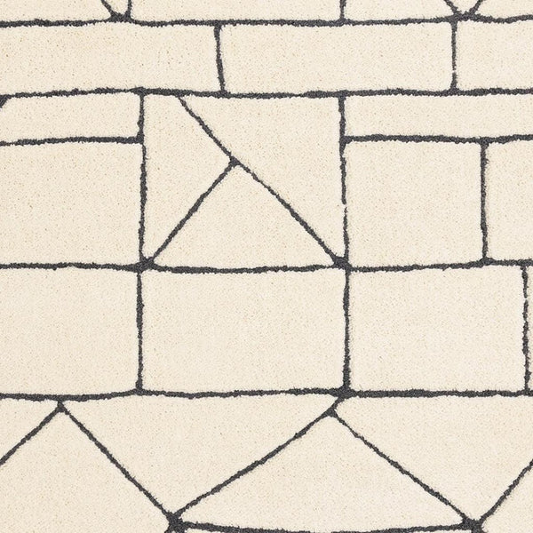 HomeRoots 5' Cream and Black Geometric Area Rug - Soft, Durable, and Stylish Design for Modern Living Spaces 7' X 10' 661272