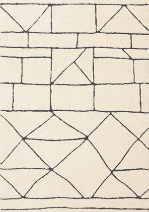 HomeRoots 5' Cream and Black Geometric Area Rug - Soft, Durable, and Stylish Design for Modern Living Spaces 8' X 11' 661273