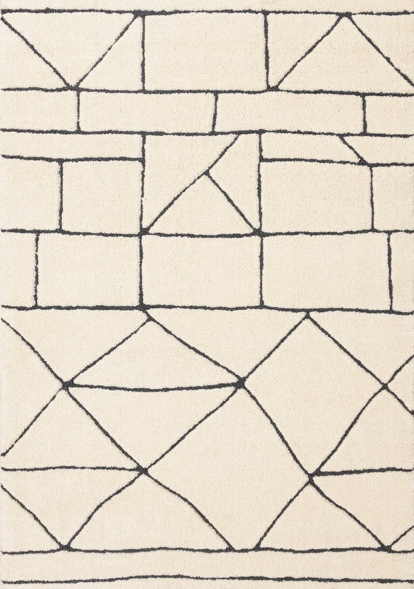HomeRoots 5' Cream and Black Geometric Area Rug - Soft, Durable, and Stylish Design for Modern Living Spaces 8' X 11' 661273