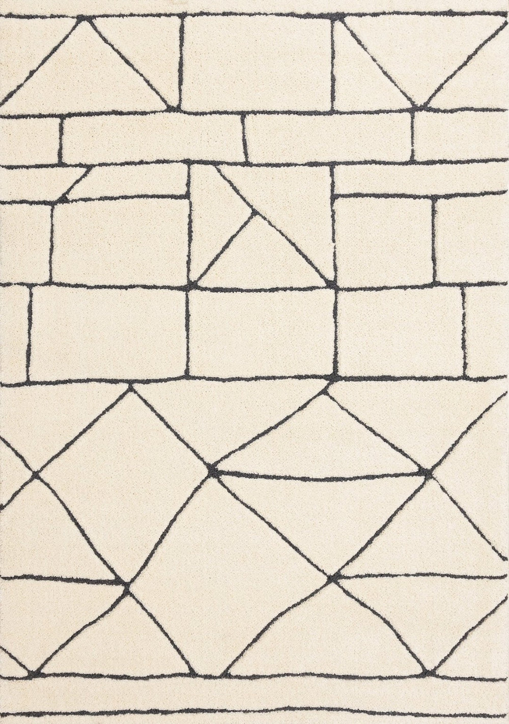 HomeRoots 5' Cream and Black Geometric Area Rug - Soft, Durable, and Stylish Design for Modern Living Spaces 8' X 11' 661273
