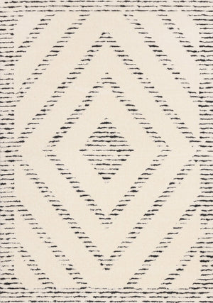 HomeRoots 5' Modern Cream and Black Geometric Area Rug - Soft, Stain-Resistant, Perfect for Busy Homes 5' X 8' 661274