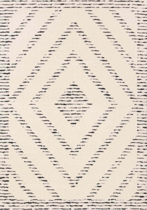 HomeRoots 5' Modern Cream and Black Geometric Area Rug - Soft, Stain-Resistant, Perfect for Busy Homes 5' X 8' 661274