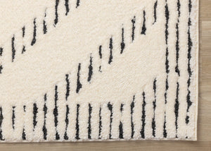HomeRoots 5' Modern Cream and Black Geometric Area Rug - Soft, Stain-Resistant, Perfect for Busy Homes 5' X 8' 661274