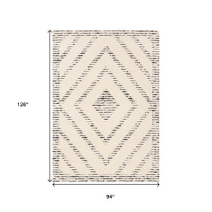 HomeRoots 5' Modern Cream and Black Geometric Area Rug - Soft, Stain-Resistant, Perfect for Busy Homes 8' X 11' 661275