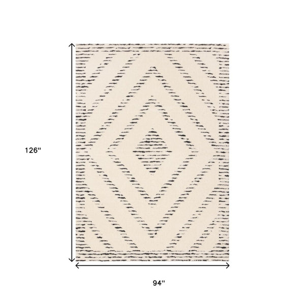 HomeRoots 5' Modern Cream and Black Geometric Area Rug - Soft, Stain-Resistant, Perfect for Busy Homes 8' X 11' 661275