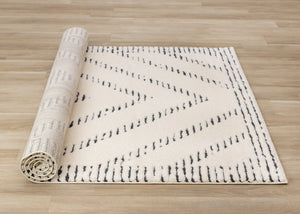 HomeRoots 5' Modern Cream and Black Geometric Area Rug - Soft, Stain-Resistant, Perfect for Busy Homes 8' X 11' 661275