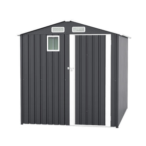 English Elm 6x8ft Outdoor Steel Storage Shed Lockable Vented Galvanized Metal Garden Backyard Tool Unit Dark Gray W1598P361333