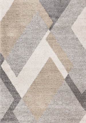HomeRoots 5' Modern Geometric Area Rug in Gray, Cream & Tan - Soft, Durable, Stain-Resistant for Any Space 8' X 11' 661277